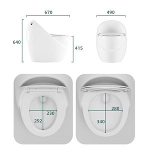 현대 화이트 원피스 세라믹 바닥 장착 듀얼 플러시 사이펀 제트 플러싱 욕실 변기 S-트랩 위생 용품 - Product Image 6