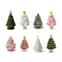 Sapin de Noël en céramique lumineux à LED, fonctionnant sur piles, veilleuse pour la décoration de table de Noël à la maison