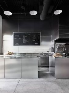 Comptoir de réception en acier inoxydable de haute qualité, forme personnalisée, éclairage LED supérieur, panneau publicitaire pour <span class=keywords><strong>café</strong></span> Mal - Product Image 4