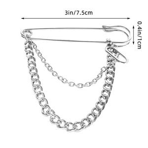 Punk Brooch <b>Chain</b> 3in/7.5cm Silver Metal Unisex Harajuku Fashion Accessory for Jeans Pants <b>Belt</b> Decoration - Product Image 1