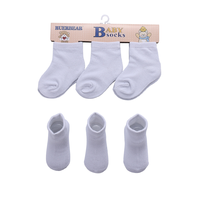Summer Soft Plain Solid White 0-12 Mois Nouveau-né Bébé 100% Chaussettes en coton