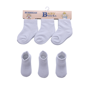 Summer Soft Plain Solid White 0-12 Mois Nouveau-né Bébé 100% Chaussettes en coton - Product Image 4