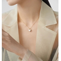 Collier pendentif cœur N800-S925 en argent plaqué or 14 carats, léger, de luxe, chaîne de clavicule de niche, sensation haut de gamme