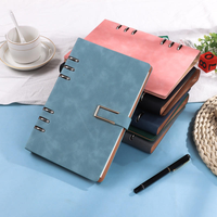 Carnet A5 vintage en cuir PU à 6 anneaux, avec fermeture magnétique en U classique, multi-poches, option logo personnalisé