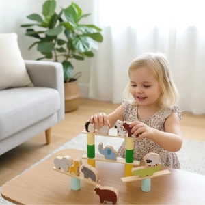 Juego de Equilibrio de Madera <span class=keywords><strong>Natural</strong></span>, Juguete de Apilamiento, Bloques de Colores, Figuras de Animales Adorables - Product Image 6