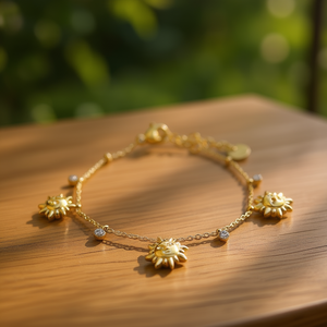 Amy Amy Charm Bracelet Gold Plated Sun <b>Face</b> Crystal Women's Fashion Jewelry Gift - Product Image 3