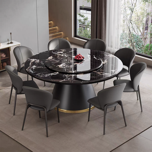 Set Tavolo da Pranzo Contemporaneo con Base a Piedistallo <span class=keywords><strong>e</strong></span> Piano in Marmo o Pietra Sinterizzata per <span class=keywords><strong>Arredamento</strong></span> di Lusso per <span class=keywords><strong>Cucina</strong></span> <span class=keywords><strong>e</strong></span> <span class=keywords><strong>Soggiorno</strong></span> - Product Image 1