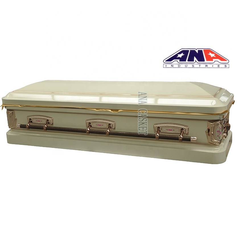 ANA china sofá completo de lujo forro interior 18ga de metal de acero ataúd
