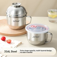 Boîte à bento isotherme en acier inoxydable 316L avec couvercle, capacité 1-3L, poignée antidérapante, design moderne pour étudiants et adultes