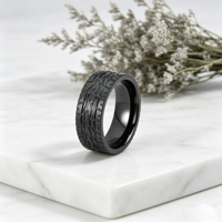 Bague Tizti en zirconium noir pour homme, style moto, vente en gros, bijoux contemporains en métal, anneaux en zirconium inaltérables