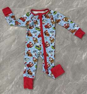 Kinder 220 GSM Bambus-Strampler Unisex Pyjama Neugeborenen Baby Kleinkind Schlafanzug Bodysuits Doppelreißverschluss Romper Herbst - Product Image 3