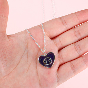 Colliers à breloques goutte d'huile à la mode Go Party 12 Horoscope Astrologie Zodiaque Coeur Pendentif Collier Pour Enfants - Product Image 3