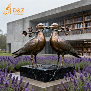 Escultura de Gaviota de Bronce de D&Z Art Group, Estatua de Pareja de Aves de Metal para Jardín Exterior, Decoración Artística Romántica para Paisajes de Parques - Product Image 3