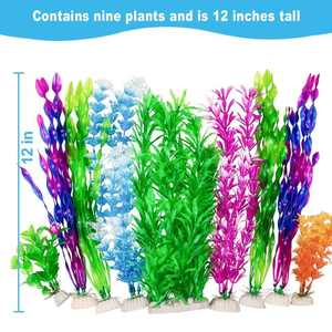 9 Pak Grote Aquariumplanten Kunstmatige Waterplanten, Simuleer Planten En Aquariumlandschap Levendig (12Inch) - Product Image 6
