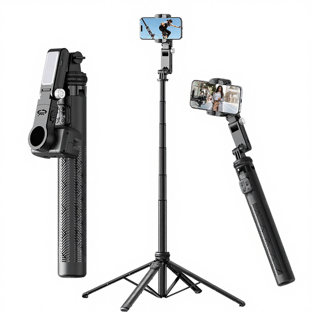 Intelligent Head AI Face Recognition Automatic Follow Mobile Phone Selfie Stick 1570mm Height Aluminum Alloy Quadrupod