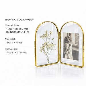 <span class=keywords><strong>Cadre</strong></span> <span class=keywords><strong>photo</strong></span> arqué en <span class=keywords><strong>laiton</strong></span> massif fait main, double face en <span class=keywords><strong>verre</strong></span>, pliable, pour affichage de numéros de table de mariage, décoration artistique - Product Image 2
