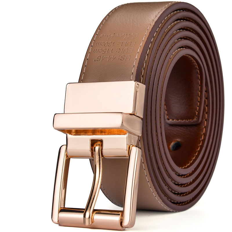 Hot New Design Khaki and Brown Reversible Genuine Leather Belts for  Women With Rotated Buckle Female Belt