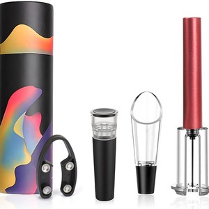 Cadeaux IStapromo pour les amateurs de vin, tire-bouchon, ouvre-bouteille à pompe, outil de débouchage à vis, ouvre-bouteille à pression d'air, ensemble 4 en 1, cylindrique - Product Image 6
