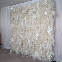 Panneau mural décoratif 5D personnalisé 2026 en tissu, plumes de pampa naturelles et roses en soie, pour décoration de mariage, mur de fleurs artificielles