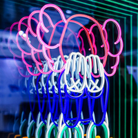 Enseigne lumineuse LED 3D autoportante effet miroir infini en métal, néons LED RGB pour magasin