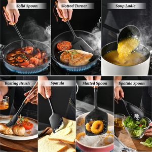 Juego de utensilios de silicona con logotipo personalizado, mango de madera, sin BPA, herramientas de cocina, venta al por mayor directa de fábrica para marca privada - Product Image 4