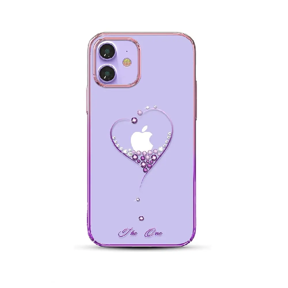 Luxury crystal purple gems and glitter electroplating PC TPU mobile cell phone cases protective cover for iPhone 12 pro max mini