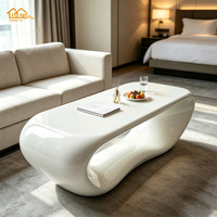 Table basse moderne blanche brillante, table centrale durable pour l'extérieur, bord de piscine, hôtel, salon, fabricant de meubles, vente en gros