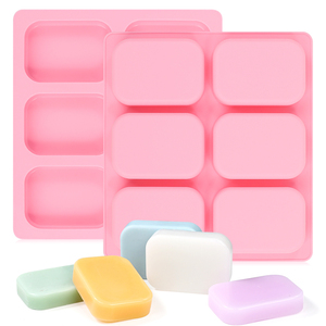 MUYULINS Factory 6-Cavity Rectangular Shape Maker LFGB Platinum Non-Stick BPA-Free <b>Silicone</b> Soap Mold - Product Image 1