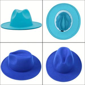 Chapeau Panama en feutre de laine à bord large pour femme, style plat, idéal pour l'hiver, luxe, pour <span class=keywords><strong>homme</strong></span>, pour fête, promotion, cadeau - Product Image 2