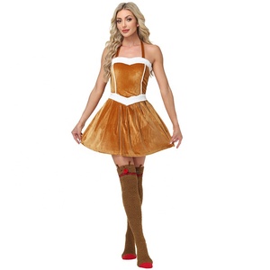 Robe de Noël mignonne en velours sans bretelles, ensemble de costume de cosplay de <span class=keywords><strong>renne</strong></span> pour les fêtes, tenue de fête pour femmes - Product Image 3