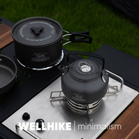 WELLHIKE Ensemble de marmites d'extérieur trois pièces Ensemble de vaisselle légère pour le camping le pique-nique Marmite bouillante Wok Bouilloire