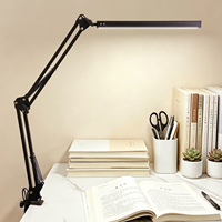 Lampe à pince LED pliable à bras articulé, CRI élevé, sans ombre, 3000K-6500K, fonction de minuterie, alimentation USB, lampe de bureau pour étudiants et postes de travail