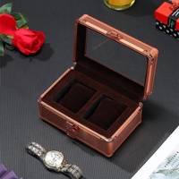 Estuche de Viaje para Relojes de Aluminio Personalizado de 2 Ranuras con Ventana Transparente y Espuma Moldeada, Venta al Por Mayor Directa de Fábrica OEM