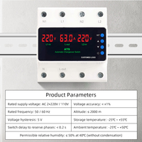 63A 100A ATS ajustable sobre bajo voltaje Protector de corriente Conversión de potencia dual Interruptor de transferencia automática Monitor Relé 220V