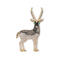 2026 Broche Antilope de Luxe Euro-Américaine Recommandée en Laiton et Zircon, Accessoire de Manteau et de Corsage, Cadeau pour Mariage et Fête