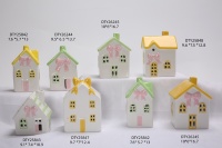 Décoration de maison en céramique peinte à la main, lapin de printemps, fleur, tulipe, porte-bougie en céramique, mignon, pastoral, mini maison, ornement de table