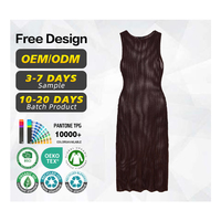 Fabricant de tricots personnalisé printemps été marron col rond sans manches crochet tricoté robe de plage pour femmes