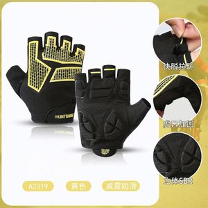 Leather Semi-finger Touch Screen Cycling Ski Summer Outdoor Anti-skid Shock Absorption Breathable Fitness Quick Impact <b>Gloves</b> - Product Image 6