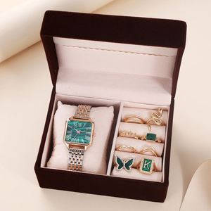 Ladies Watch Small Green Watch Steel Band Quartz Watch + Ring <b>Set</b> <b>Gift</b> Box Wrapped Holiday Women's <b>Gift</b> <b>Set</b> - Product Image 2