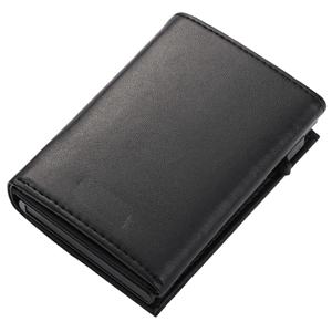 Porte-cartes automatique en aluminium de haute qualité, personnalisé, avec étui à trois volets en cuir végétalien, pour cadeaux promotionnels - Product Image 6