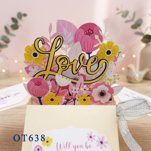 Boîte à fleurs roses artisanale tendance, nouveau design, artisanat vietnamien, décoration de la maison pour la Saint-Valentin, cadeau en papier - Product Image 1