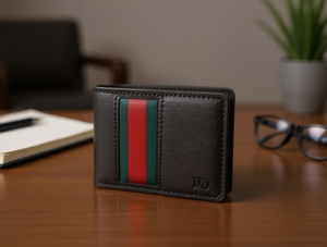 Portafoglio da Uomo in Vera Pelle, Chiusura Corta Pieghevole, Design a Righe, Ideale come Regalo - Product Image 2