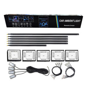 Lumières d'ambiance pour voiture à LED RGB 64 couleurs, bande acrylique cachée universelle 18-en-1, lampe d'ambiance intérieure - Product Image 1