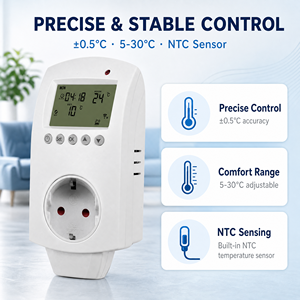 <span class=keywords><strong>Thermostat</strong></span> enfichable Hysen HY02TPR pour chauffage électrique au sol - Écologique, installation facile, compatible EU/UK/US/AU/IT, 90-240V 16A - Product Image 5