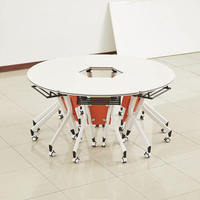 Bureau d'ordinateur pliable contemporain avec panneau réglable en hauteur, cadre en bois pivotant, mobilier de bureau commercial