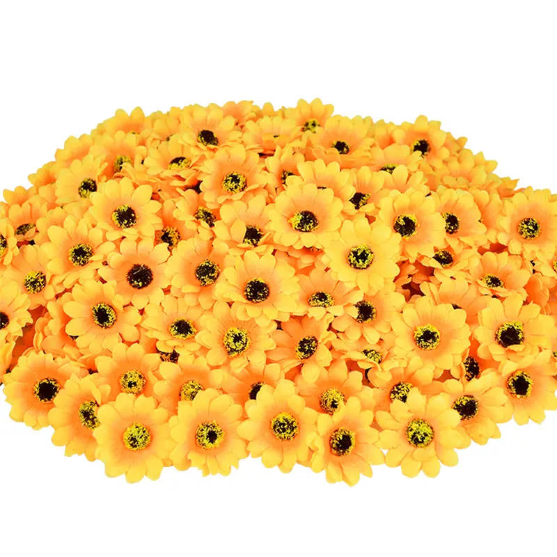Wholesale 100Pcs 4.5cm Mini Silk Sunflower Artificial Flowers Head For Wedding Party Home Decoration DIY Wreath Scrapbooking