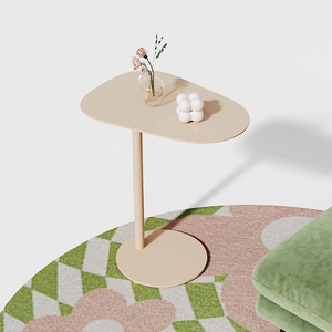 Mesa de centro de lujo pequeña de diseñador danés, mesa auxiliar de hierro de estilo nórdico moderno con esquinas móviles, mesa lateral y auxiliar convertible - Product Image 1