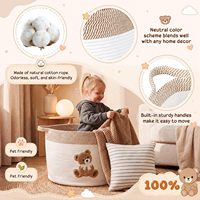 Grand panier de rangement moderne tressé en forme d'ours, écologique, pliable, en corde de coton, marron et blanc, polyvalent pour chambre d'enfant