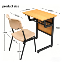 Conjunto de Muebles Escolares para Primaria y Secundaria en Filipinas, Escritorio y Silla para Estudiantes con Tablero de Madera y Estructura Metálica