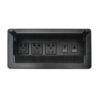Prise de courant de bureau noire 3 prises standard chinoises 2 ports RJ45 réseau noir